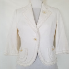 #911a Nwot Rare Classiques Entier White Fringe Designer Inspired Jacket Ps $250