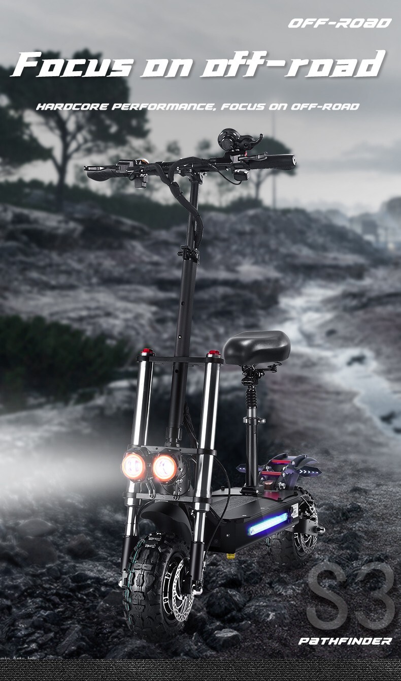 BOYUEDA S3-11 Electric Scooter 6000W 60V38Ah Adults E-Scooter 85KM/H Off-Road US