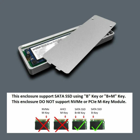 Vantec NST-203C3-SV M.2 SATA SSD to USB 3.1 Gen 2 Type C Enclosure - Image 3 of 3