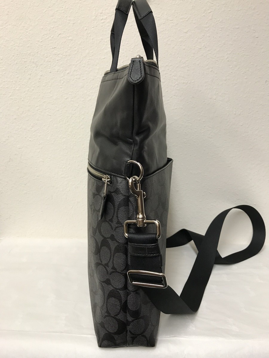 NWT Coach Charles Men's Signature Foldover Tote Bag F54774 BLACK