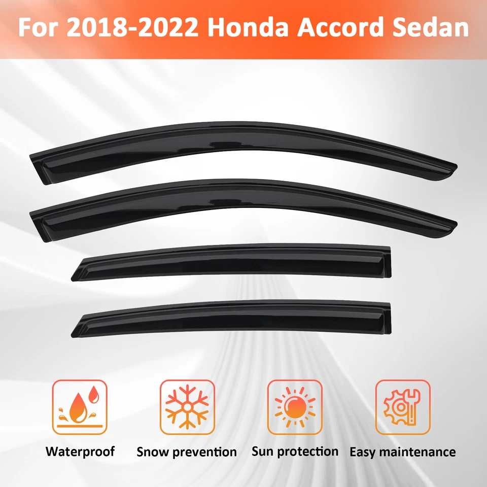Para Honda Accord 2018-2022 sedán 4 puertas ventana visera ventilación protectores de lluvia deflector Foto 2 de 4