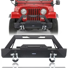 FIT JEEP WRANGLER CJ 1976-1986 FRONT BUMPER W/ WINCH PLATE & BULL BAR & D-RINGS