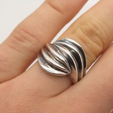 925 Sterling Silver Vintage Ribbed Ring Size 6.25