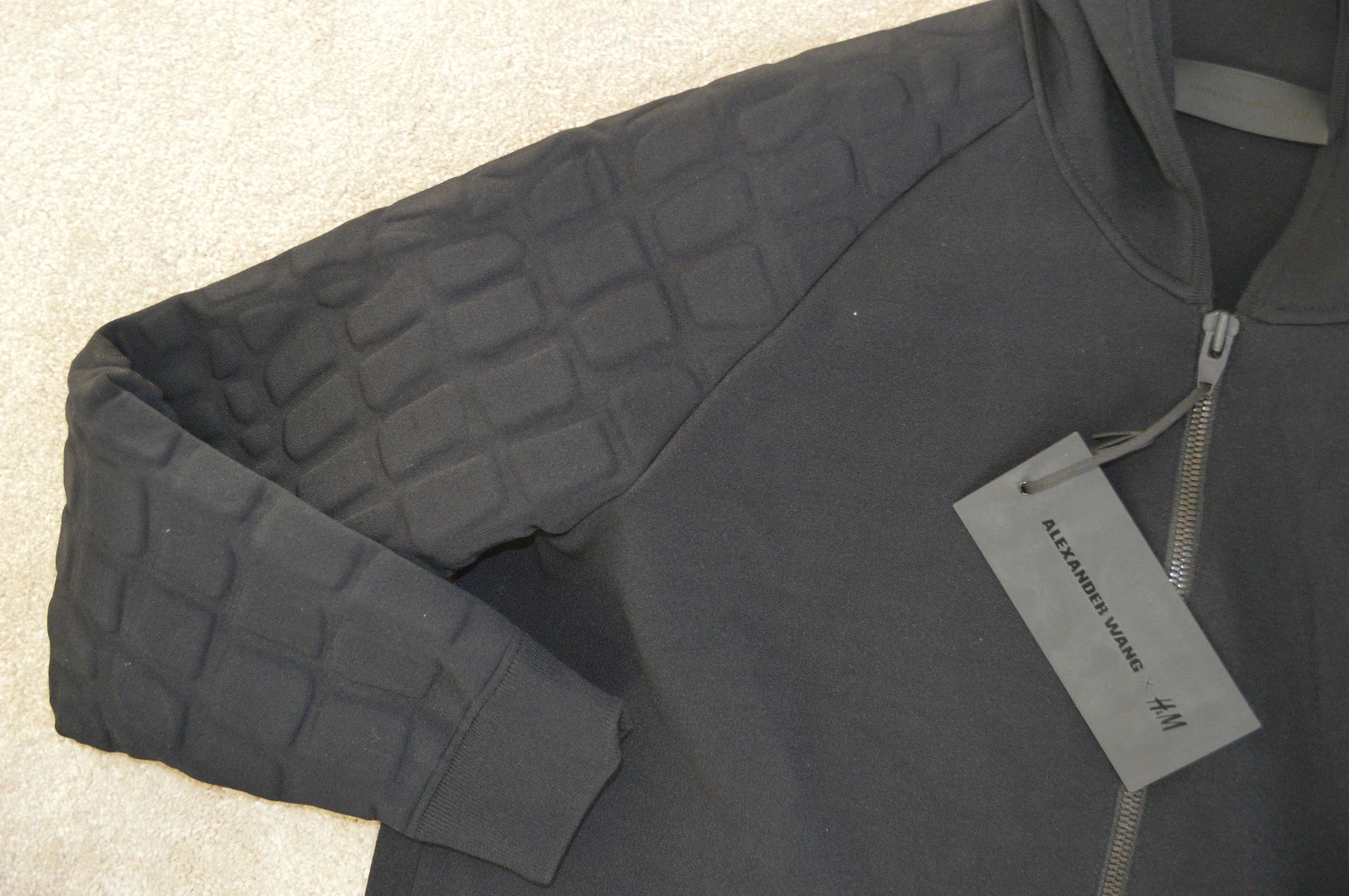 Alexander Wang x H&M felpa con cappuccio nera con cappuccio e cerniera giacca da uomo taglia small S nuova