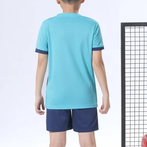 Unisex Kids Boys Football Uniform Gradient Color T-shirt With Shorts Sports - Picture 51 of 79
