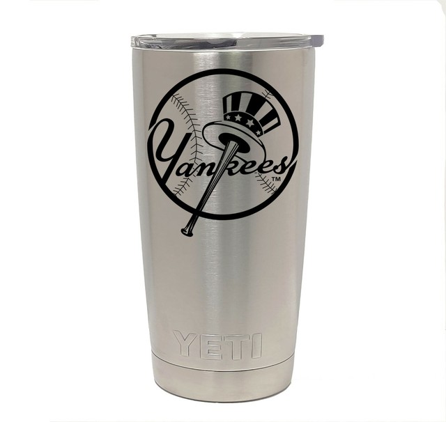 NEW YORK YANKEES YETI Laser Engraved 20 or 30 oz Black Stainless Steel