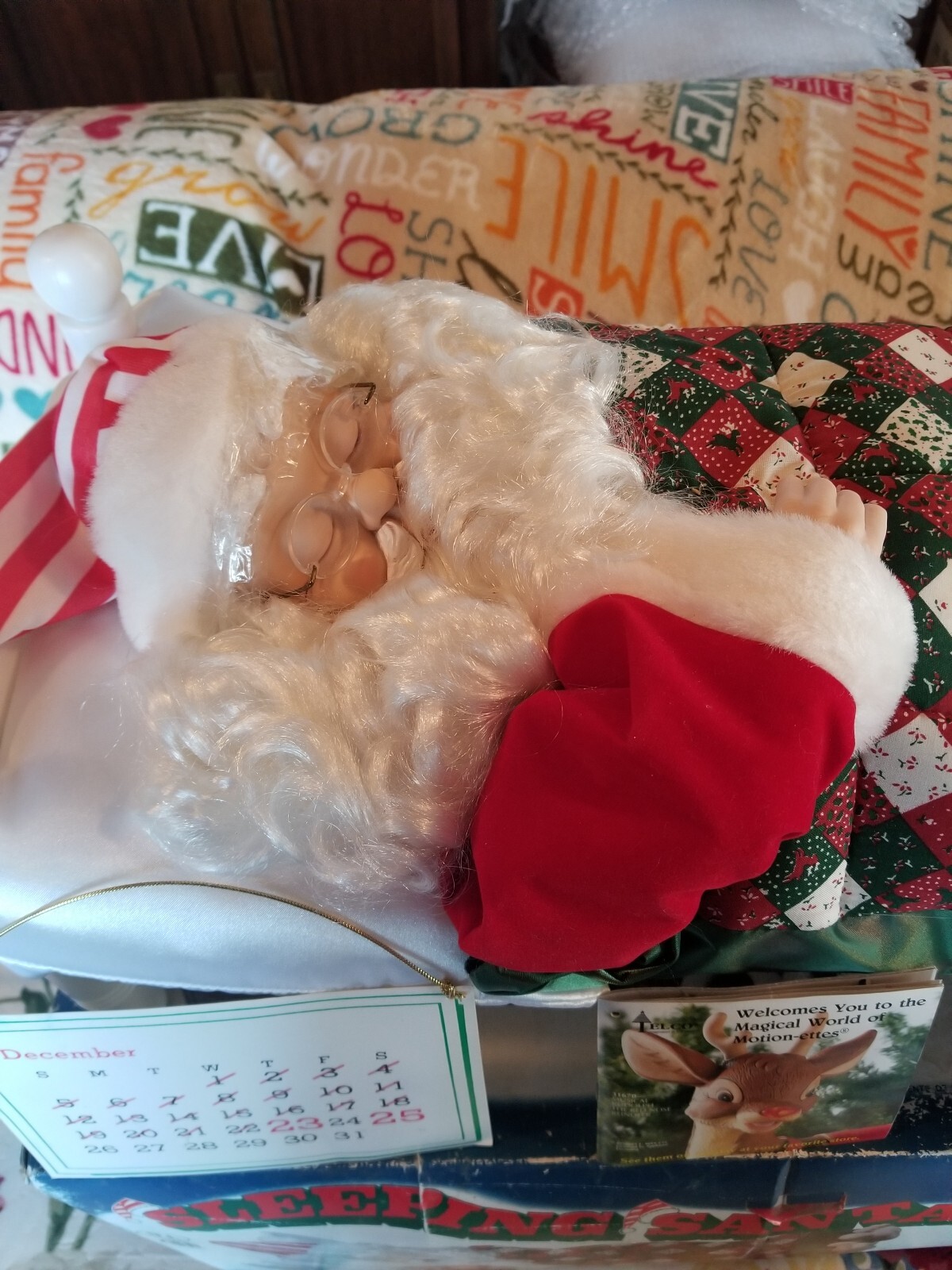 VTG Telco Sleeping Snoring Whistling Animated Sleeping Santa Xmas TESTED
