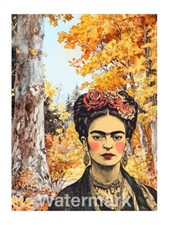 Frida Kahlo Autumn Cotton Crazy Quilt Fabric Block