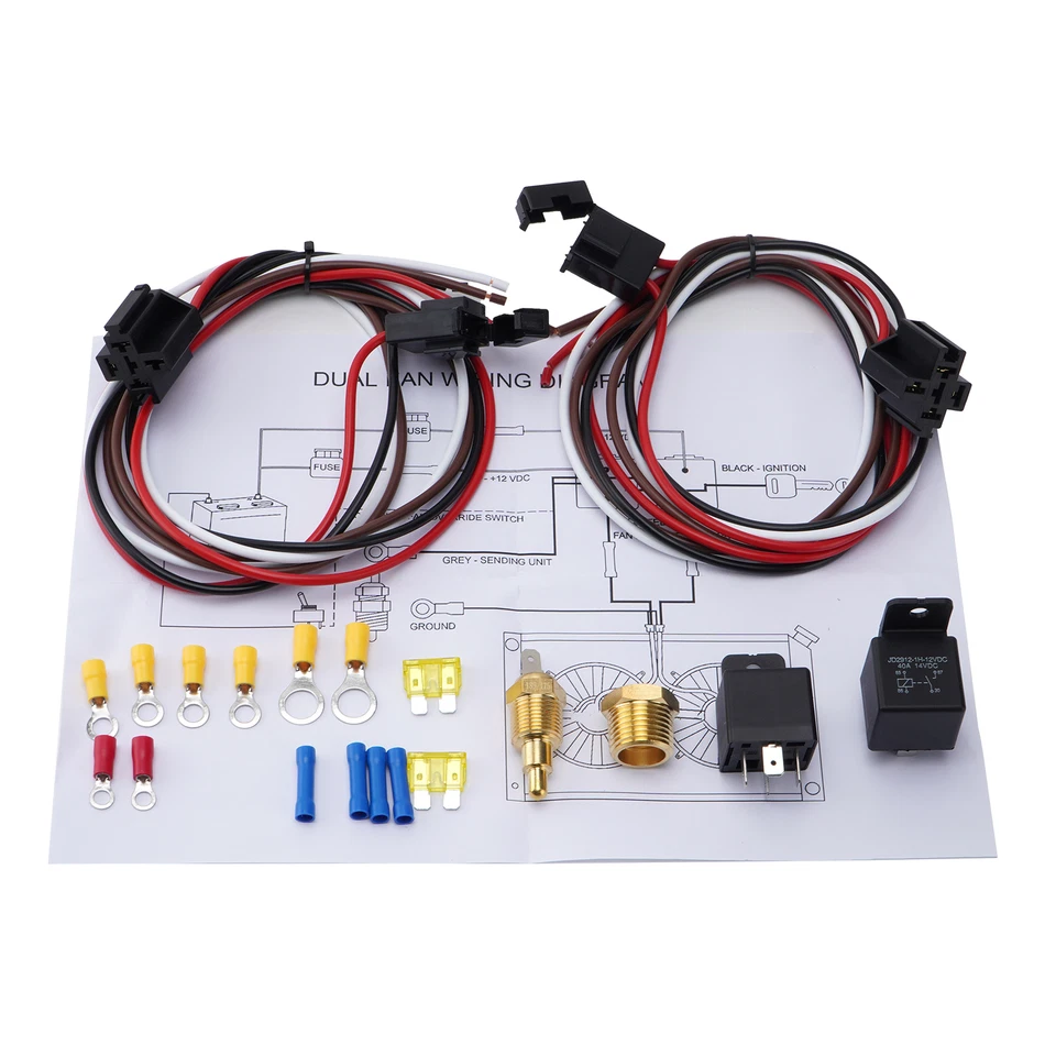 Kit de arnés de cables de ventilador eléctrico doble Kit de relé de ventilador eléctrico Radiador Foto 3 de 4