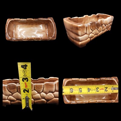 Vintage Brush-McCoy Brown Cobblestone Brick Planter Ceramic Cabincore Country 