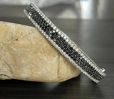 4Ct Round Cut Lab Created Diamond Bangle Bracelet 14K White Gold Plated Women's
