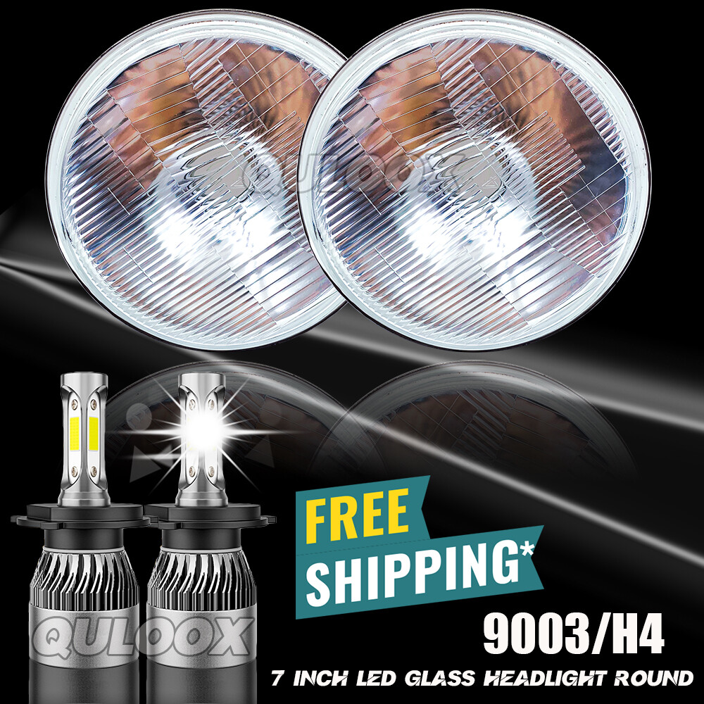 Pair 7 inch Round Led Headlights Lamp for Chevy Bel Air 1955 1956 1957