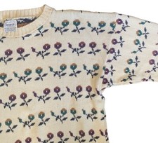 Vintage Harot Knot Flower Floral Sweater Pullover Size Medium Made In USA