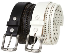 Men's Belt Perforated Golf Belt Genuine Full Leather Belt 1-1/2" (38mm) Wide