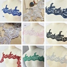 Lace Trim Corded Flowers Embroidery With Sequins For Wedding Dress By The Yard