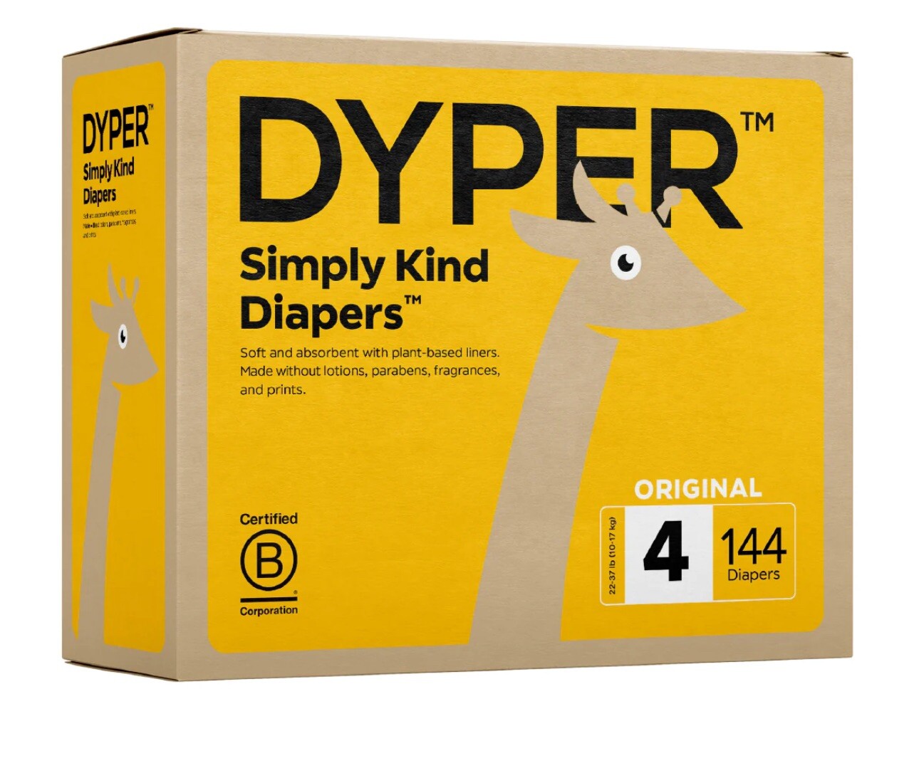DYPER Viscose from Bamboo Baby Diapers Size 4 | Honest Ingredients, 144 Count