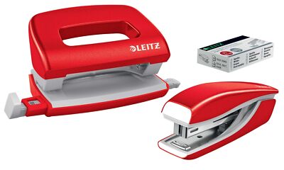 Leitz 5561-20-26 5561 Set Mini Locher Heftgerät NeXXt WOW - rot metallic
