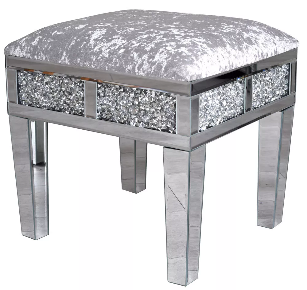 Make Up Stool Glass Sitting Stool Footrest Foot Stool Samthocker Mirrored