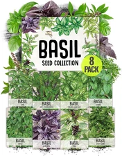 , Culinary Basil Herb Seed Packet Collection (8 Individual Basil Seed Varieties 