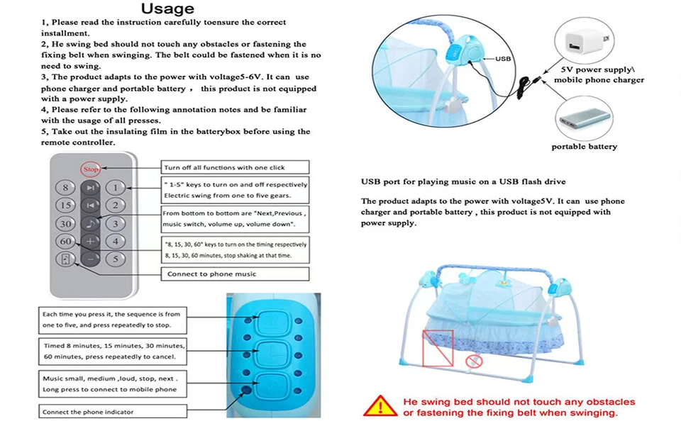 0-18 Meses 25kg Cuna Eléctrica Bebé Cuna Balancín Bebé Columpio Automático Cama para Dormir Foto 2 de 4