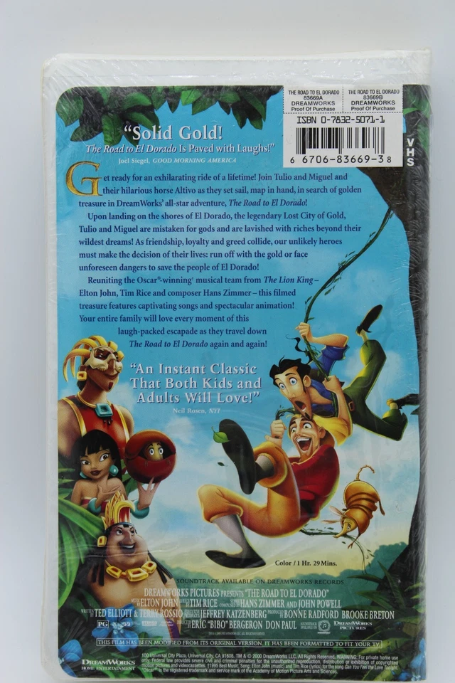 The Road to El Dorado, Dreamworks VHS, 2000, Clam Shell NEW Factory Sealed - Image 3 of 4