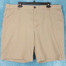 IZOD Men's Flat Front Chino Shorts, Beige/Tan/Khaki, Size 40