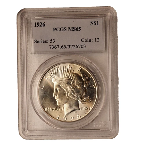 1926 P  PEACE Silver Dollar ** PCGS MS 65 NICE BRIGHT WHITE** FREE SHIPPING 700
