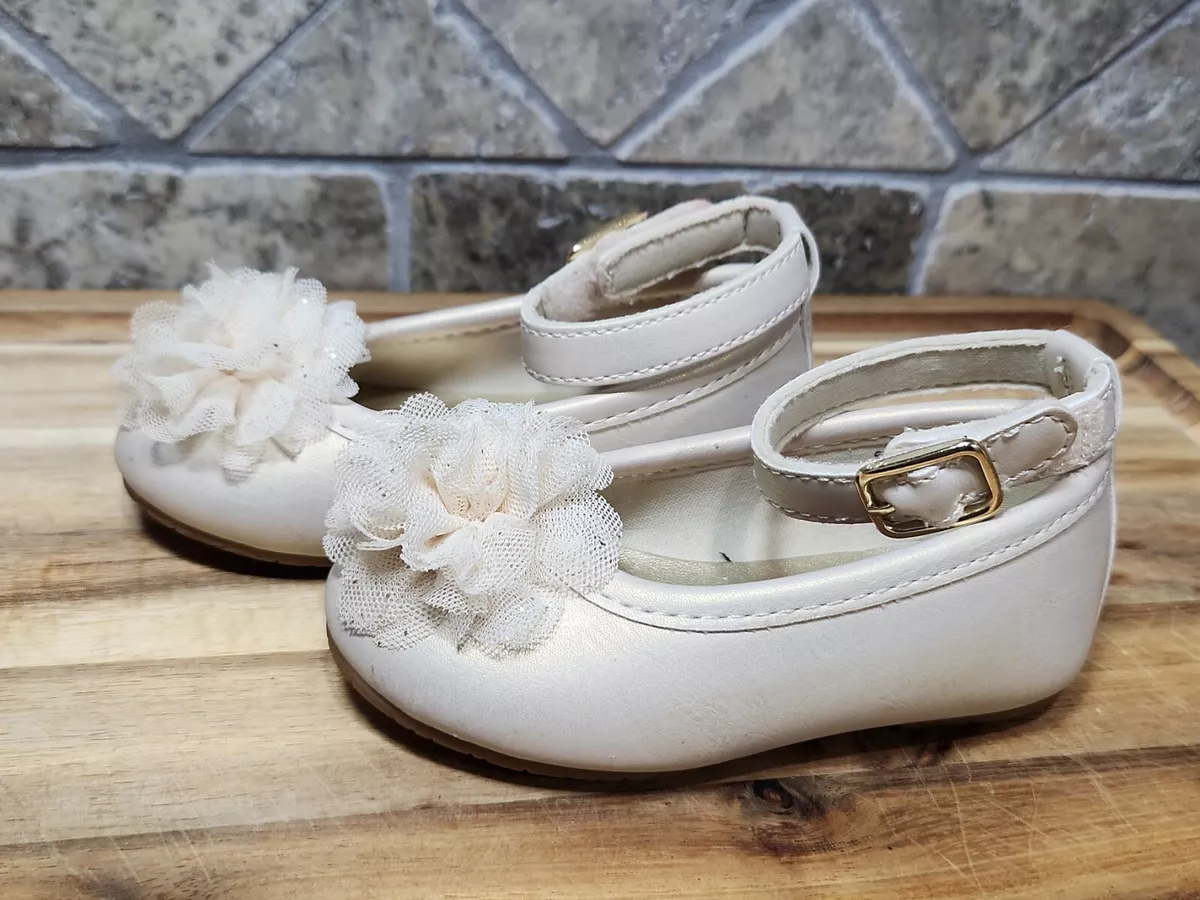 Rachel Toddler Girls hook loop Easter dress shoes cream color