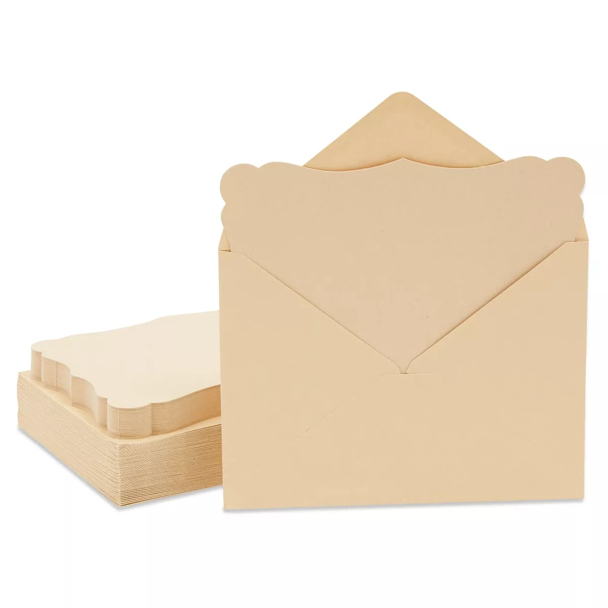 50 Pack Cards and Envelopes, 5x7 Inches for Invitations, Brown Kraft Paper