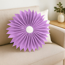13" Round Lilac Throw Pillow   3D Flower Design, Decorative Accent
