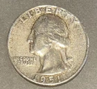 1951 Unminted Washington quarter - 90% silver in good condition; circulated