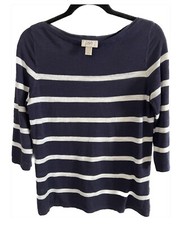 Ann Taylor Loft Navy  White Lightweight Sweater small 