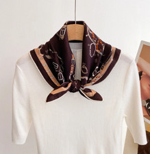 70 Cashmere 30 Silk 65X65cm chain Print Bandana Shawl Double Face Scarf Wrap
