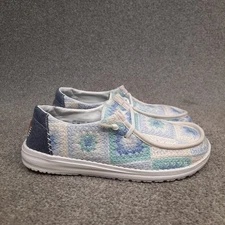 Hey Dude Wendy Cottage Crochet Flower Women’s Shoes Loafer Blue Size 9 Slip On