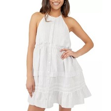 Free People Women's Desert Days Stripe Babydoll Mini Dress Beach Vacation Sz S