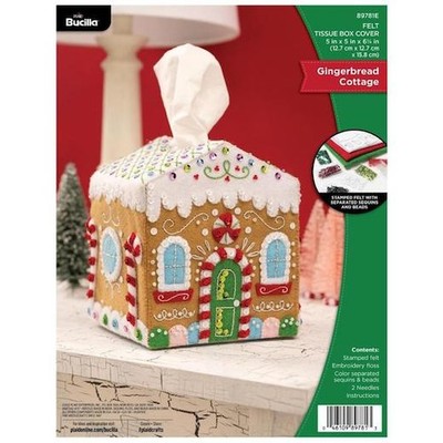 Bucilla Tissue Box Abdeckung Filz Applikation Kit-Lebkuchen Landhaus 89781E