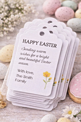 Personalisierte Blumen Ostern Geschenkanhänger, individuelle Familienname Ostern Korb Etiketten