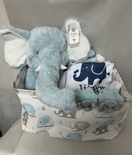 Baby Shower Boy Gift Elephant Peanut Basket         New In Basket