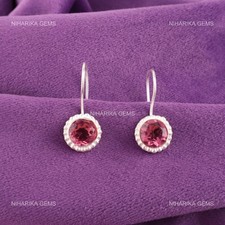 925 Silber Rosa Turmalin Stein Ohrhänger Haken Ethnisch Trendy Ohrringe Schmuck