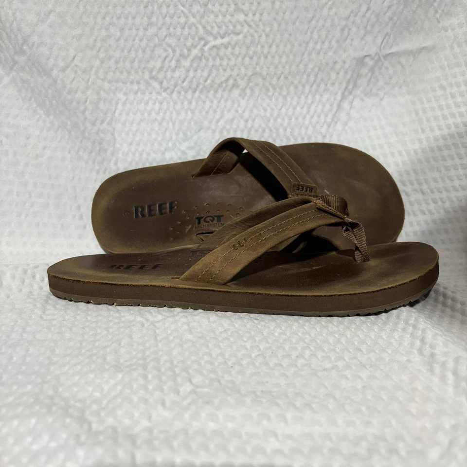 Sandália de couro REEF Draftsmen com abridor de garrafa masculina tamanho 9 marrom - Imagem 3 de 4