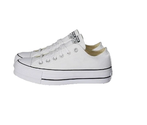 Converse CTAS Sneakers basse da donna con plateau in tela bianco nero taglia 8