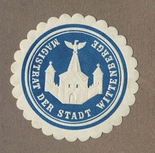 Siegelmarke Brandenburg: MAGISTRAT DER STADT WITTENBERGE (blau)
