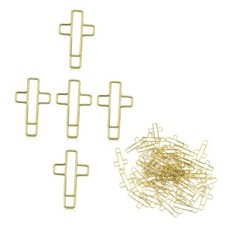 50 Pcs Cross Paper Clips, Golden Cross Paper Clips for Bible, Cross Bookmark