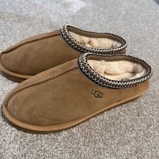 NEW UGG Men's Brown Suede Shearling Slip-On Slippers Size 11