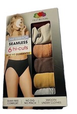 Fruit of the Loom Women's 6pk 360 Stretch Seamless Hi-Cut Underwear Size 5/S: