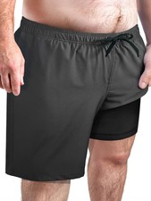 Men's Big and Tall Swim Trunks Plus Size Swimsuit for Men with Compression Li...