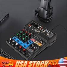 Mini Audio Mixer Bluetooth USB DJ Console 4 Channel Karaoke Live Studio 24 DSP