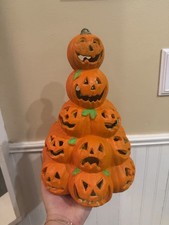 Vintage Stacked Pumpkin Jack-O'-Lantern Halloween Light Up