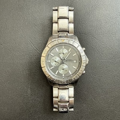 Fossil Blue CH-2331 Men's Gray Dial Chronograph Brand New $20 Battery, Works