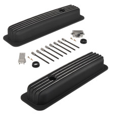 Finned Black Short Valve Cover For Small Block Chevy Retro Vortec 5.0 5.7 350